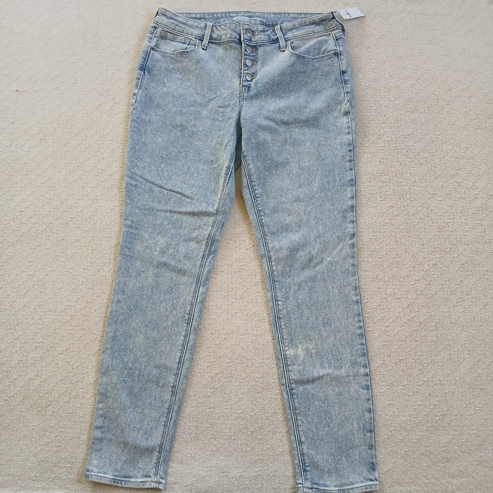 old navy ♡ rockstar super skinny mid rise jeans 12 acid wash retro vintage wash
